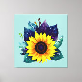 Mooie enkelvoudige open zonnebloem canvas afdruk (Voorkant)