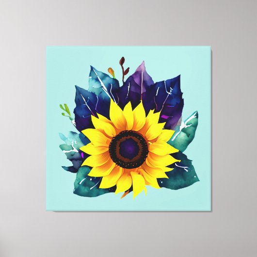 Mooie enkelvoudige open zonnebloem canvas afdruk (Voorkant)