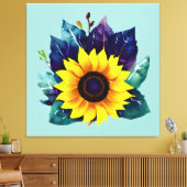 Mooie enkelvoudige open zonnebloem canvas afdruk (Insitu (Woonkamer))