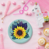 Mooie enkelvoudige open zonnebloem papieren bordje (Feest)