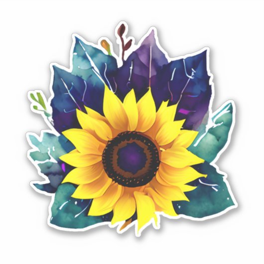 Mooie enkelvoudige open zonnebloem sticker (Voorkant)