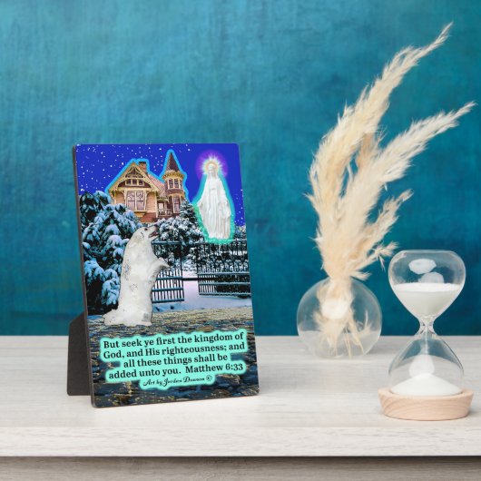 Mooie Eskie en Engel Schrift Mattheüs 6:33 Fotoplaat (Zijkant)