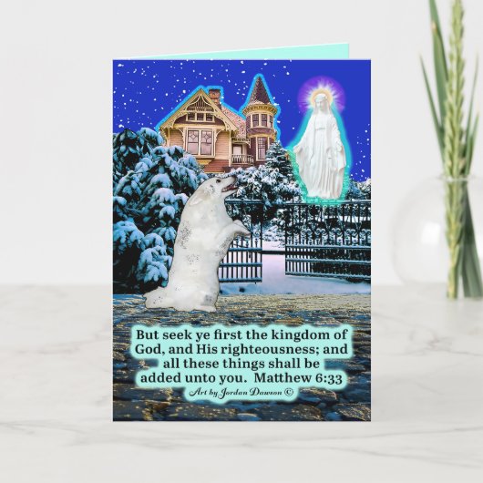 Mooie Eskie en Engel Schrift Mattheüs 6:33 Kaart (Voorkant)