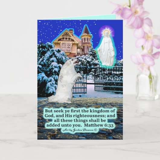 Mooie Eskie en Engel Schrift Mattheüs 6:33 Kaart (Orchidee)