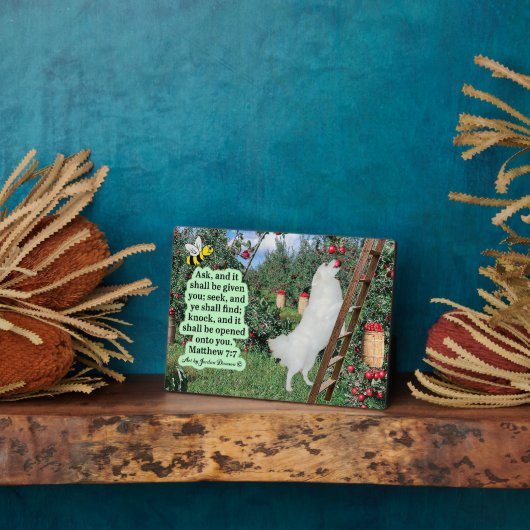 Mooie Eskie en Orchard Schrift Mattheüs 7:7 Fotoplaat (Zijkant)