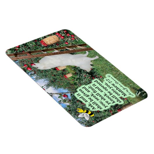 Mooie Eskie en Orchard Schrift Mattheüs 7:7 Magneet (Rechterzijde)