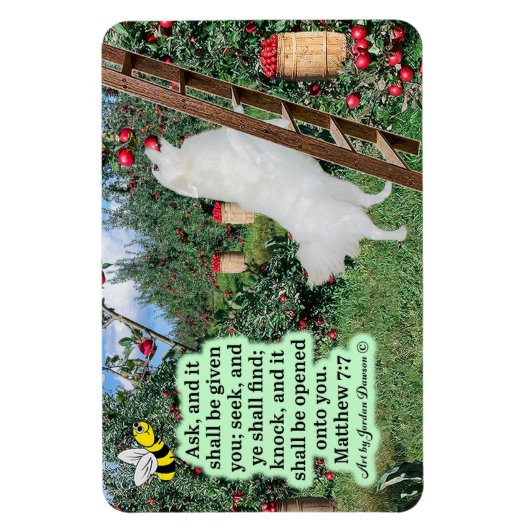 Mooie Eskie en Orchard Schrift Mattheüs 7:7 Magneet (Verticaal)