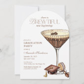 Mooie Espresso Martini Gewelfde Afstuderen Kaart (Voorkant)