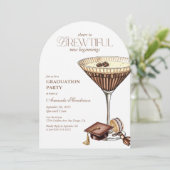 Mooie Espresso Martini Gewelfde Afstuderen Kaart (Staand voorkant)