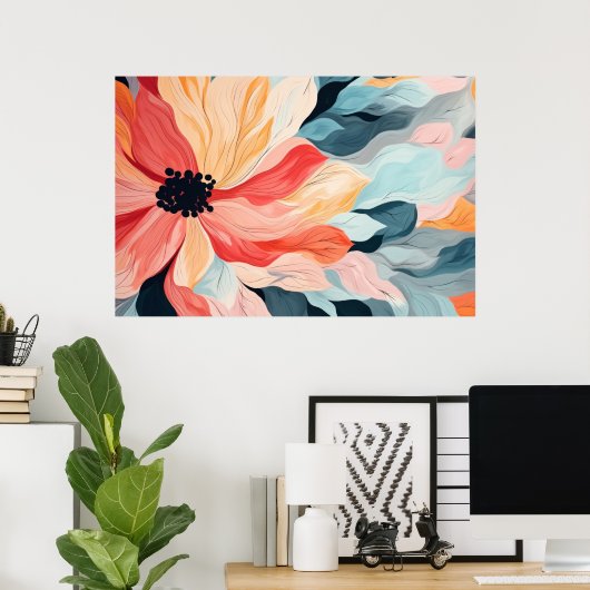 Mooie esthetische bloemen schilderen poster (Thuiskantoor)