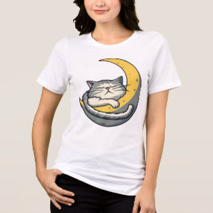 Mooie esthetische kat die slaapt op een maan grafi Tri-Blend shirt