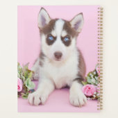 Mooie estige puppy met roze rozen planner (Achterkant)