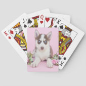Mooie estige puppy met roze rozen pokerkaarten (Achterkant)