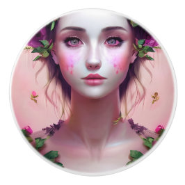 Mooie Etherische Betoverde Vrouw Fantasy Art Keramische Knop