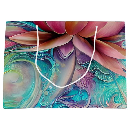 Mooie etherische grillige lotusbloem groot cadeauzakje (Voorkant)