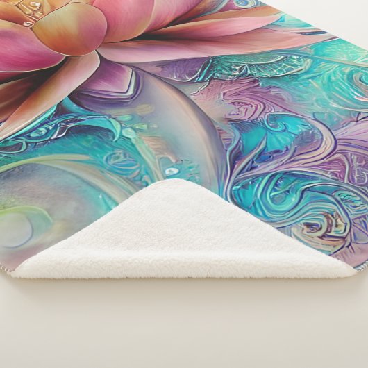 Mooie etherische grillige lotusbloem sherpa deken (3/4)