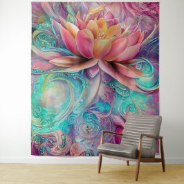 Mooie etherische grillige lotusbloem wandkleed