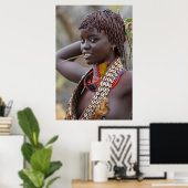 Mooie Ethiopische vrouw uit Omo Valley Poster (Thuiskantoor)