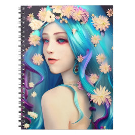 Mooie Ethische Meisje met Bloemen in haar Haar Notitieboek