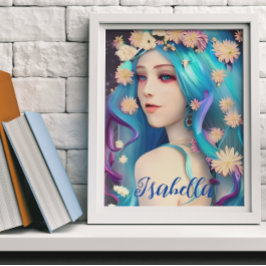 Mooie Ethische Meisje met Bloemen Persoonlijk Poster
