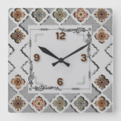 Mooie etno vierkante klok (Voorkant)