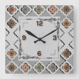 Mooie etno vierkante klok