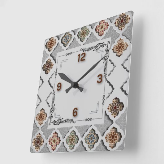 Mooie etno vierkante klok (Hoek)