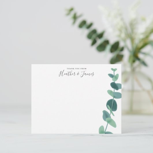 Mooie eucalyptus bruiloft dank u kaarten (Staand voorkant)