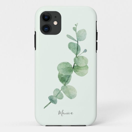 Mooie eucalyptus minuscule groen, aangepaste naam Case-Mate iPhone case (Achterkant)