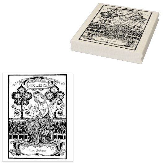 Mooie  ex libris aangepaste naam rubberstempel (Gestempeld)