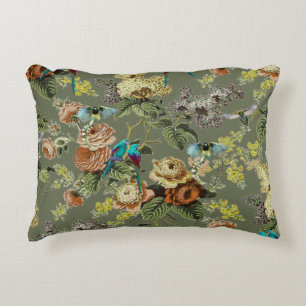 Mooie exotische vogel, Moerasgroene achtergrond Accent Kussen