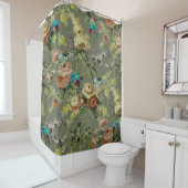 Mooie exotische vogel, Moerasgroene achtergrond Douchegordijn (In situ)