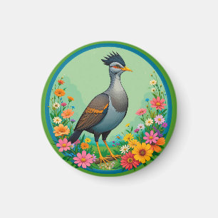 Mooie Exotische Vogel Rustend Tussen Kleurrijke Bl Magneet