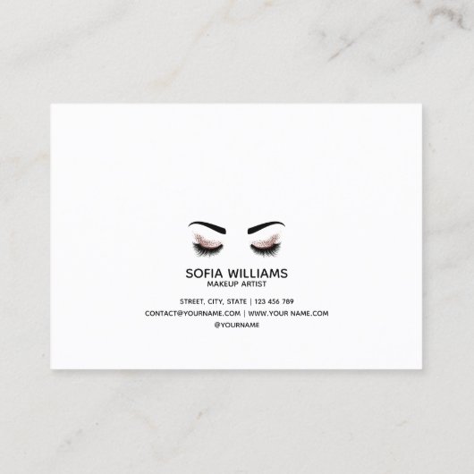 Mooie Eye Roos Gouden glitter wimpers Nazorg Aanbevelingskaartje (Achterkant)