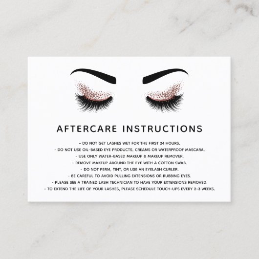 Mooie Eye Roos Gouden glitter wimpers Nazorg Aanbevelingskaartje (Voorkant)