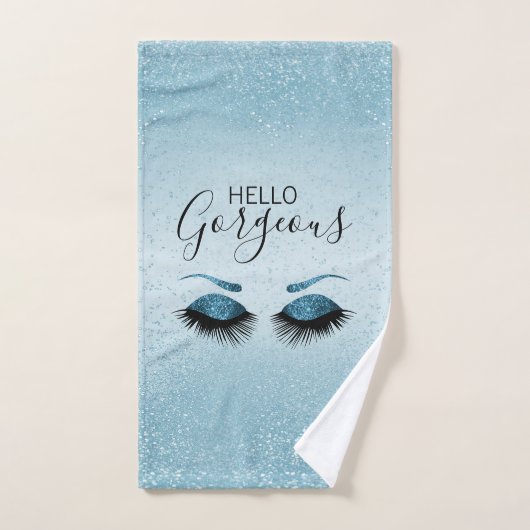 Mooie Eyelash Blue Glitter Bad Handdoek (Handdoek)