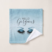 Mooie Eyelash Blue Glitter Bad Handdoek (Wasdoekje)