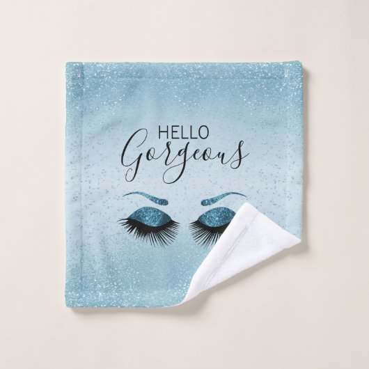 Mooie Eyelash Blue Glitter Bad Handdoek (Wasdoekje)