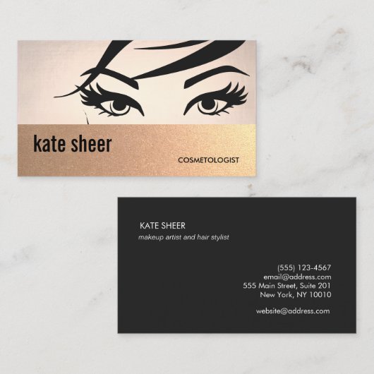 Mooie Eyelashes en Brows Cosmetoloog Visitekaartje (Voorkant / Achterkant)