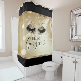 Mooie Eyelashes - Goud - Hallo prachtig Douchegordijn