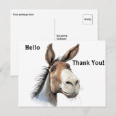 Mooie Ezel Bedankkaart Briefkaart (Voorkant / Achterkant)