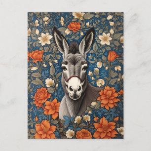 Mooie ezel gezicht elegante bloem briefkaart