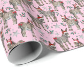 Mooie Ezel Kerst Inpakpapier in Roze (Rol Hoek)