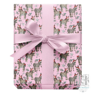 Mooie Ezel Kerst Inpakpapier in Roze