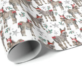 Mooie Ezel Kerst Inpakpapier in Wit (Rol Hoek)