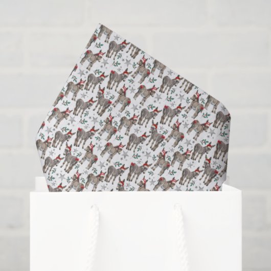 Mooie Ezel Kerst Tissue Papier in Wit (Cadeauzakje)