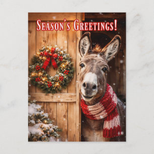Mooie Ezelstal Kerstseizoen Groet Briefkaart