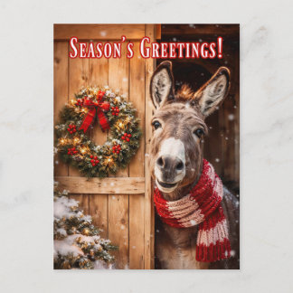Mooie Ezelstal Kerstseizoen Groet Briefkaart