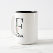 Mooie F Monogram Beginitial Tweekleurige Koffiemok (Voorkant links)