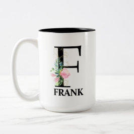 Mooie F Monogram Beginitial Tweekleurige Koffiemok